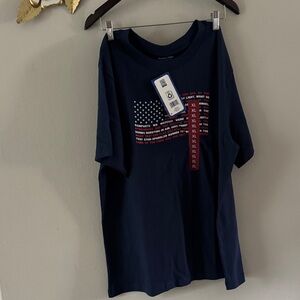 Men's Navy Graphic Polo Tee with American Flag Detail